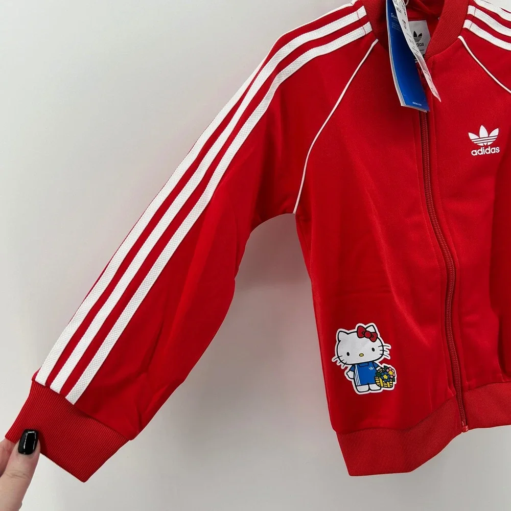 Adidas x Hello Kitty Toddler 3T SST Tracksuit Set Vivid Red NWT Kids Girl Sporty